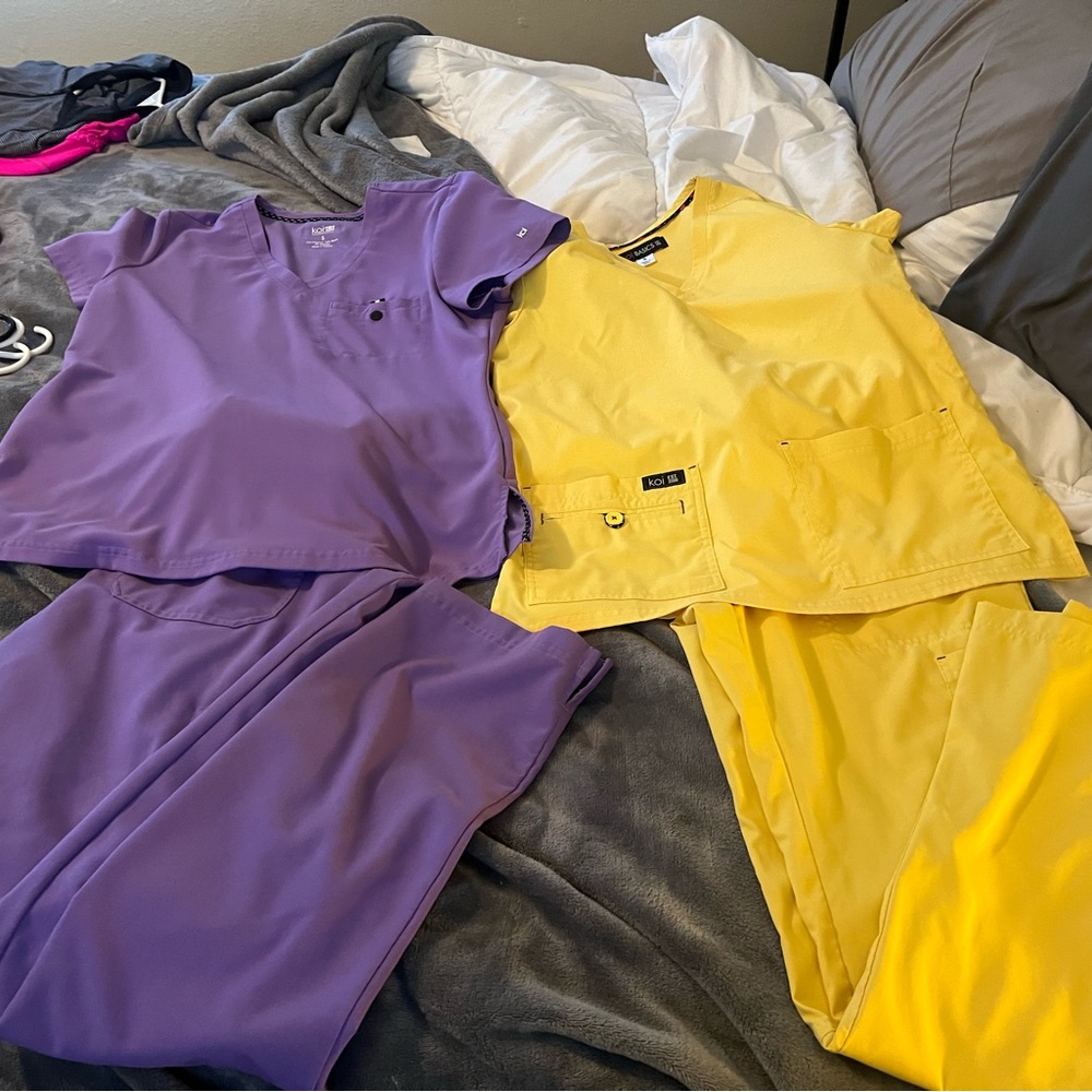 Koi Purple and Yellow Scrub Sets